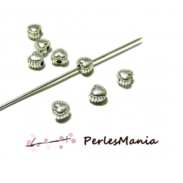 PAX 50 perles intercalaires Coeurs metal couleur Argent Platine PS11100813