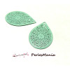 4 Estampes pendentif filigrane GOUTTE VERT PASTEL de 28 mm, DIY