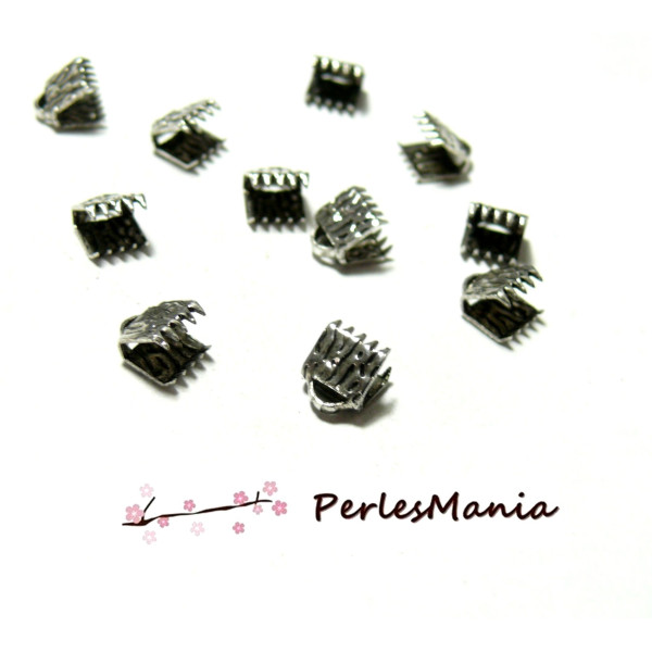 PAX 50 GRIFFE SERRE FILS Embouts Attache Ruban Martelé 25mm Argent Platine PS1104337