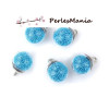 PAX 10 Pendentifs GLOBES BULLES en Verre Caviar Vert socle Argent  S11102935
