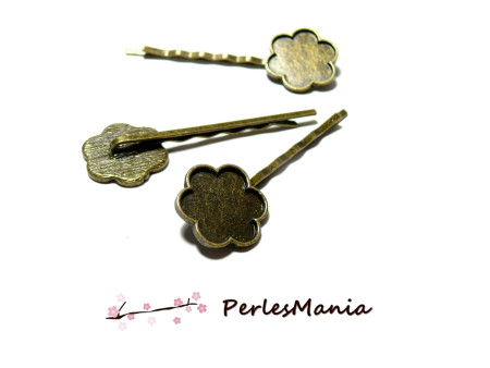 BARRETTES Bob Pin Pince a Cheveux  Fleur, Laiton finition Bronze