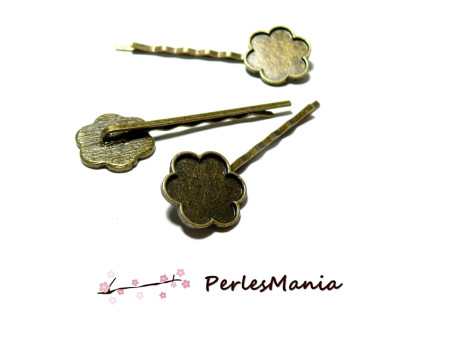 BARRETTES Bob Pin Pince a Cheveux  Fleur, Laiton finition Bronze