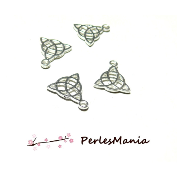 10 PENDENTIFS MULTICONNECTEUR TRIANGLE metal couleur ARGENT ANTIQUE H1119367