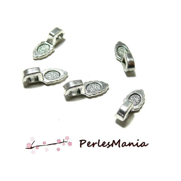 Bélières à Coller Feuille Métal Argent Antique 15mm