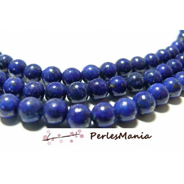 1 fil d'environ 45 perles veritable lapis lazuli rond 4mm H11874