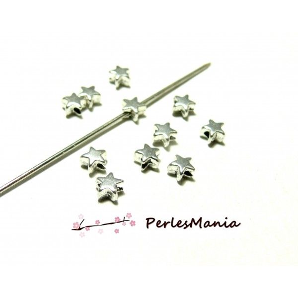 PAX 50 perles  intercalaire Etoile Argent Platine 12mm S1198897