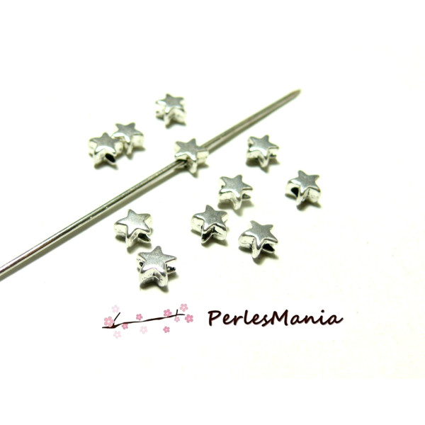 PAX 50 perles  intercalaire Etoile Argent Platine 12mm S1198897