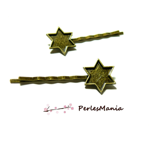 Supports de Barrettes Bob Pin Etoile, Laiton finition Bronze
