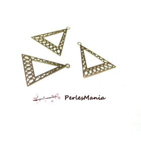 4 Estampes connecteur filigrane GRAND TRIANGLE OR de 25mm, C6575