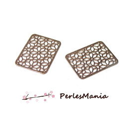 Estampes connecteur filigrane  Rectangle Travaillé Or Rose de 20mm