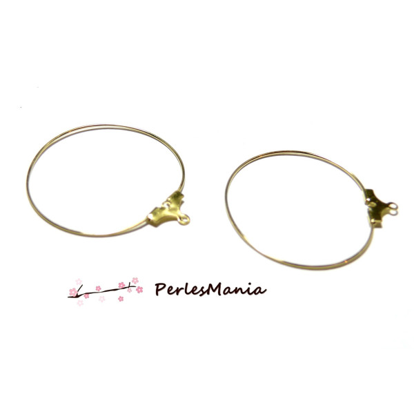 Boucles d'oreilles, Créoles Cintres qualité, Laiton 30mm Doré