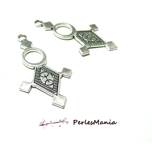 Breloques, pendentifs Tribal touareg, berbère croix d'Agadez 5cm, métal couleur Argent Antique