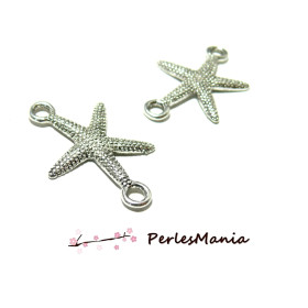 Connecteurs Étoiles de Mer, métal finition Argent Antique