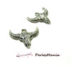 10 pendentifs BOHO CHIC TETE VACHE  29mm metal couleur ARGENT ANTIQUE ( S1198765 )