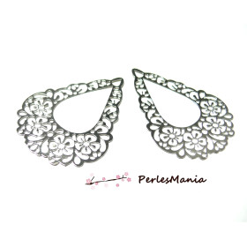 Pendentifs Estampes 50mm – Métal Argent Platine