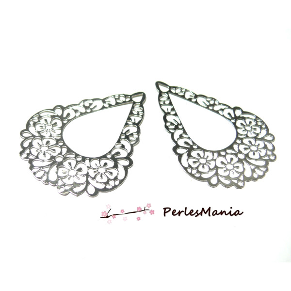 Pendentifs Estampes 50mm – Métal Argent Platine