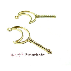 Breloques Pendentifs Sceptre Lune 54mm Doré pour Résine et Fimo