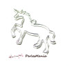 Breloques Licorne couleur Argent Vif 50mm pour créations en résine