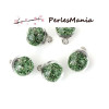 Pendentifs GLOBES BULLES en Verre Pierre Vert socle Argent