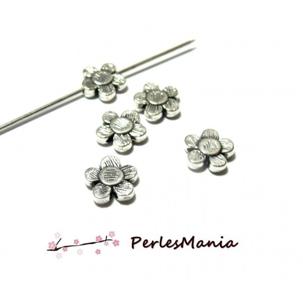 PAX environ 50 perles intercalaires Rondes Spirales 6mm metal couleur Argent Antique H6662