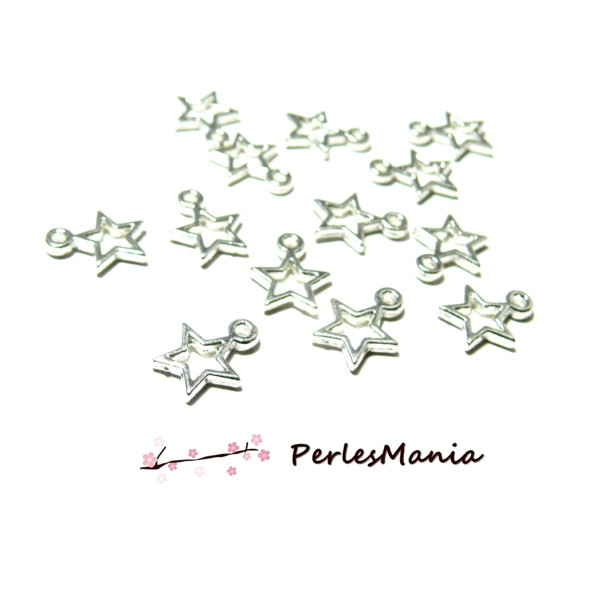 Pendentifs breloques Etoile 10mm, couleur Argent Vif