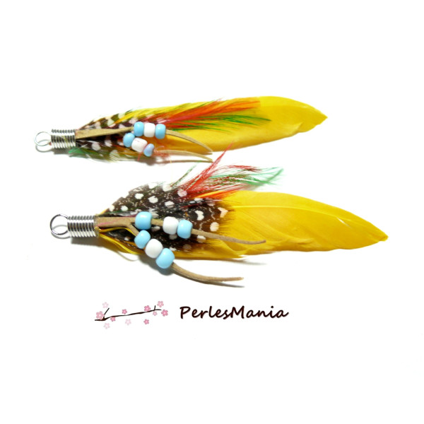 Pendentifs Plumes 85mm Breloques Jaune Orange