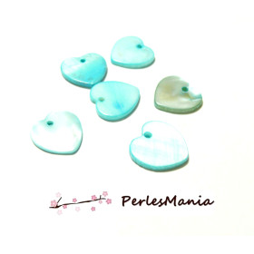 Pendentifs Nacres Coeur Bleu Ciel 15mm