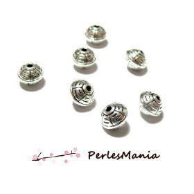 Perles Intercalaires Bicone PM Métal Couleur Argent Antique