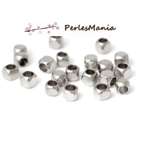 100 perles intercalaire CUBE ARRONDI 2,5mm qualité ARGENT PLATINE S1153137, DIY 