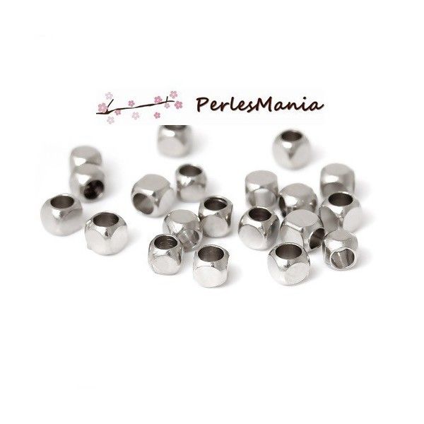 100 perles intercalaire CUBE ARRONDI 2,5mm qualité ARGENT PLATINE S1153137, DIY 