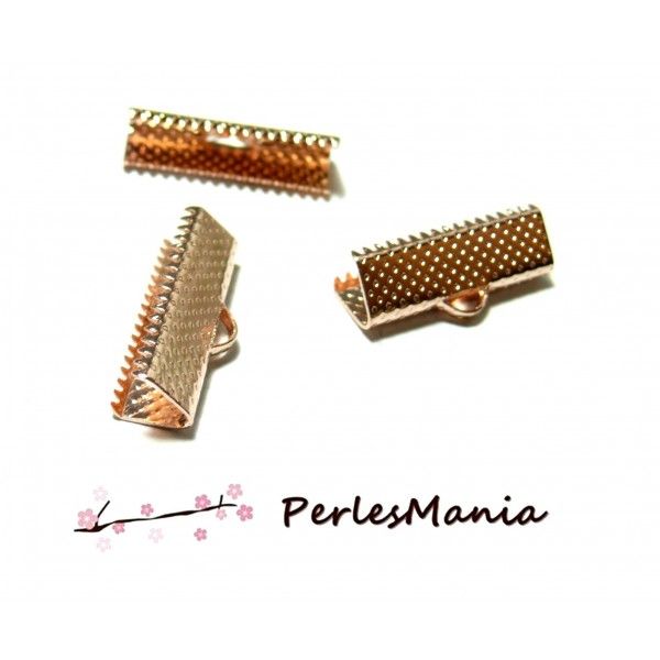perlesmania.com Pax 100 Griffe Pince Attache Ruban 6mm Metal Or Rose Embouts Serre Fils S11129763 