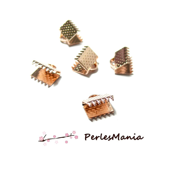 Griffes Pince Attache Ruban 8mm metal Or Rose embouts, serre fils