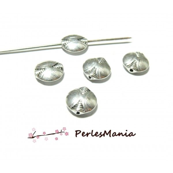 PAX environ 30 perles intercalaires Plate Art Deco 10mm metal couleur Argent Antique150610152201