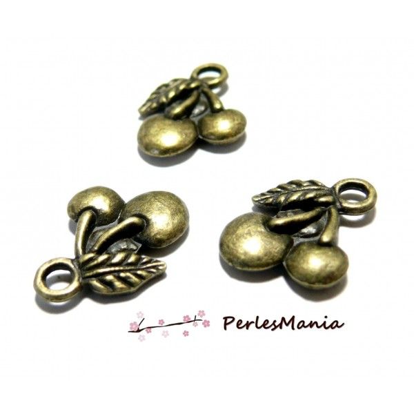 Apprêt bijoux: 30 pièces 2D1620 pendentif cerise  bronze 