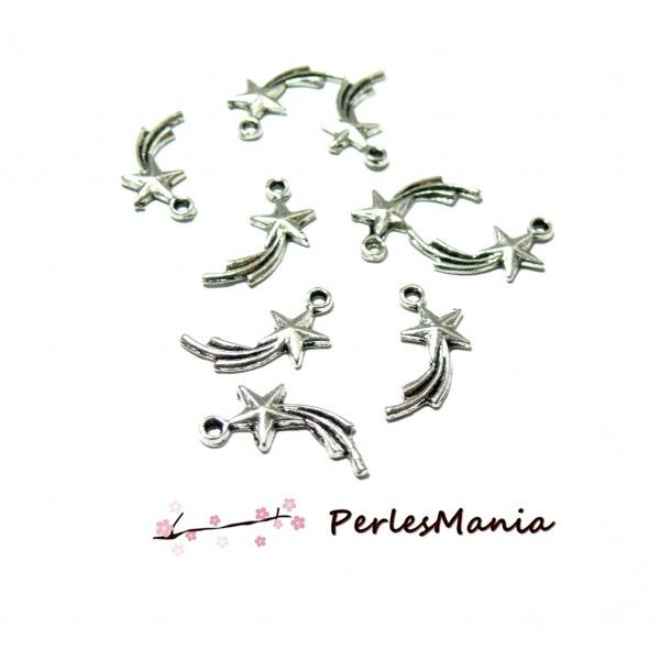PAX 50 pendentifs breloque Etoile Filante  metal couleur Argent Antique PS1115257