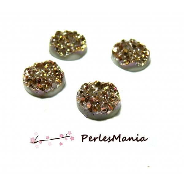PAX 25 cabochons plat druzy, drusy ronds Or Violet 12mm PS11105099