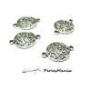 Pendentifs connecteur Rond Arabesque metal  Argent Antique