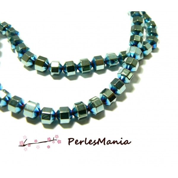 Perles Hématite à Facettes  4mm  metallisé Ton Bleu Vert