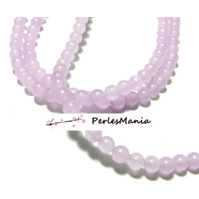 Perles rondes 4mm, imitation Jade Lilas