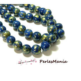Perles Jade Mashan Bleu Nuit mordoré 4mm