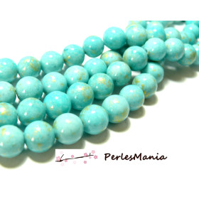 Perles Jade Mashan Bleu Ciel mordoré 8mm