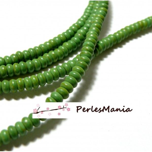 Perles Rondelles Turquoise reconstituées Couleur  Vert 4 par 2mm