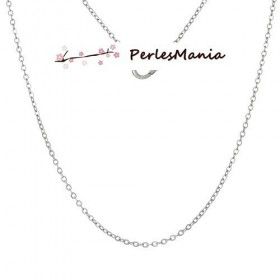 Colliers 43cm Chaîne Maille 2x1.6mm Argent Platine