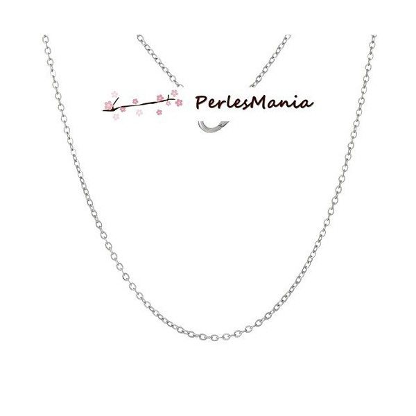 Colliers 43cm Chaîne Maille 2x1.6mm Argent Platine