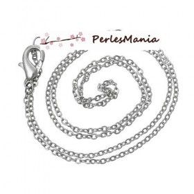 Colliers 43cm Chaîne Maille 2x1.6mm Argent Platine