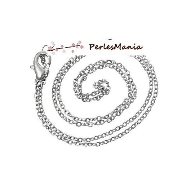Colliers 43cm Chaîne Maille 2x1.6mm Argent Platine