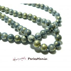 Perles Jade Mashan Gris mordoré 8mm
