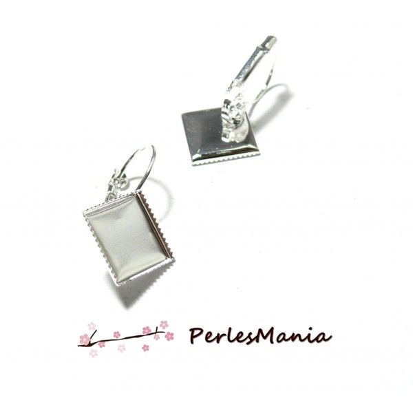 Supports Boucle d’Oreille Dormeuse Plateau Losange 12mm – Laiton Argent Vif