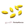 Sequins médaillons style émaillés Biface Grain de riz Jaune 5 par 13mm sur une base en métal argent