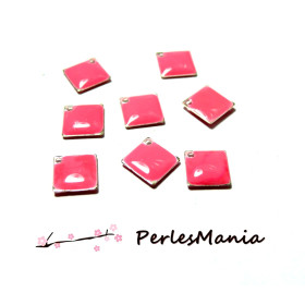 5 sequins médaillons style émaillés Biface Petit Losange Rose pale 8mm ref 13